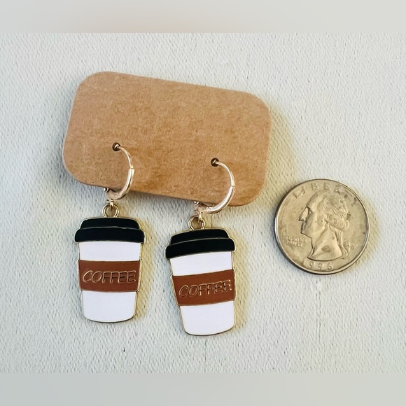 Maurices Snoopy and Coffee Themed Socks with Coffee Cup Dangle Earrings - Picture 5 of 6